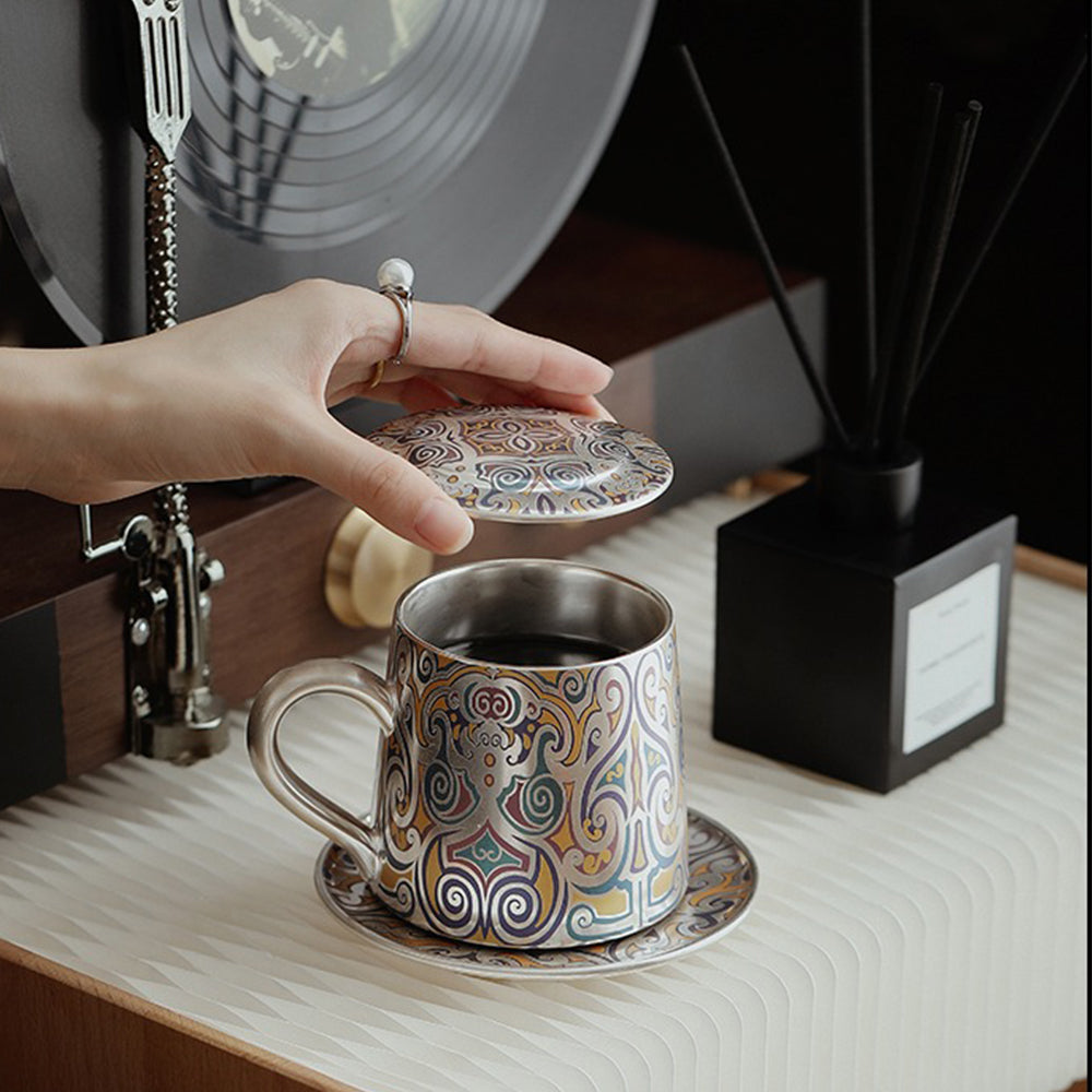 Chinesische, versilberte Dunhuang-Teetasse – Jiangnan Sourcing