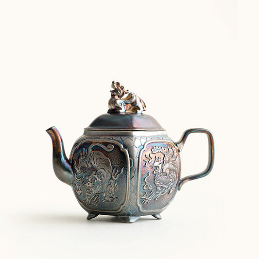 Chinese Mythical Beast Silver Teapot