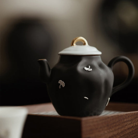 Irregular Black Ceramic Chinese Teapot