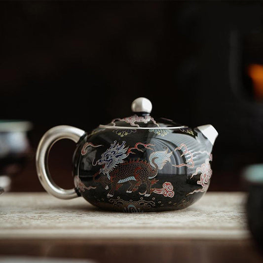 Silver-Plated Black Kirin Xi Shi Teapot