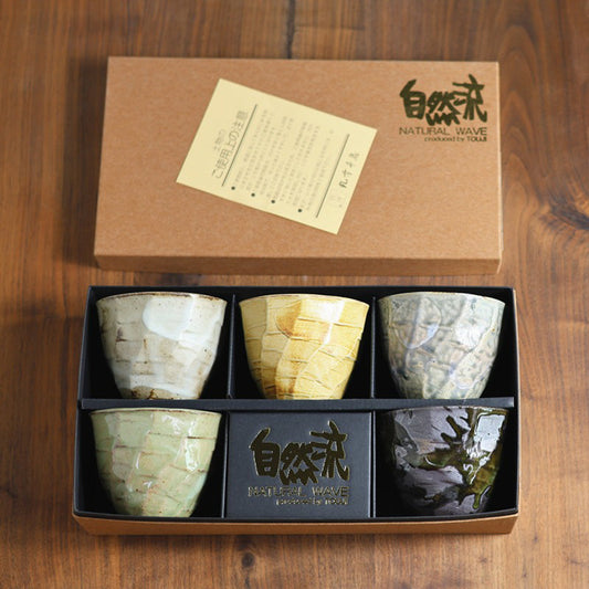 Japanese Seto-Yaki Wabi-Sabi Tea Cup Set of Five