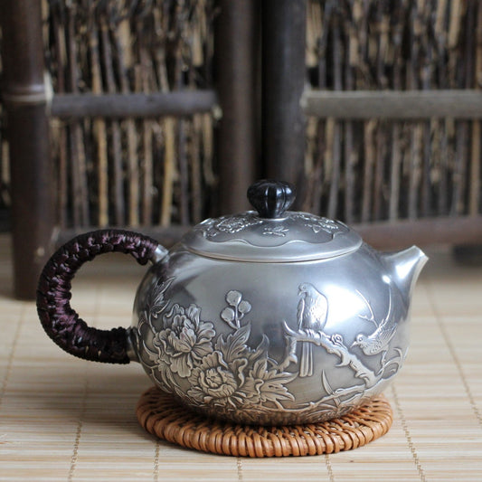 Pure Silver 999 "Peony Garden" Teapot * 200ml