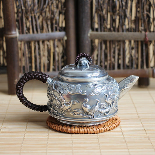 Pure Silver 999 "Kingdom of Cranes" Teapot * 160ml