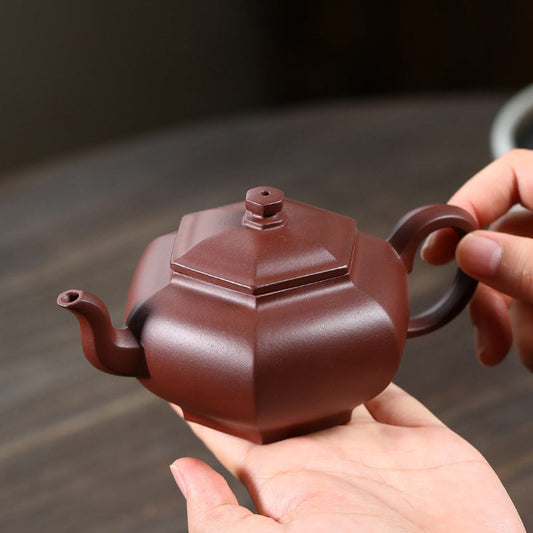 Hexagonal Smiling Cherry Zisha Teapot