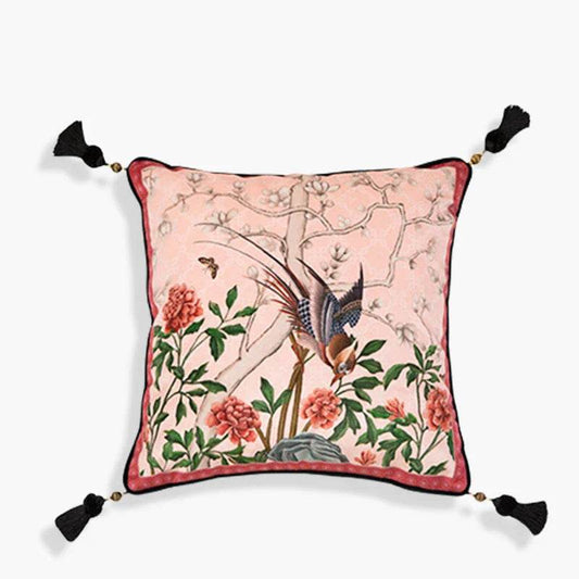 Chinoiserie Origina Powderl Pink Throw Pillow Spring Rococo Blossom Dreams