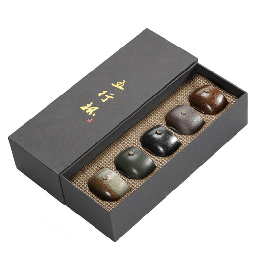 Grober Töpfer-Ofenveränderungs-Gongfu-Teetasse (Set mit 5)