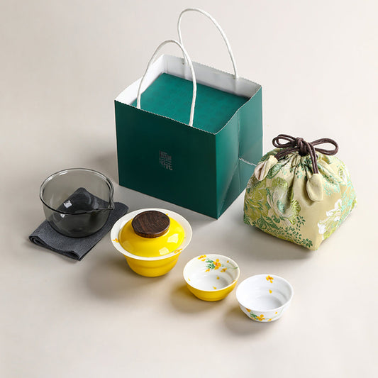 Yellow Rapeseed Flowers Travel Tea Set