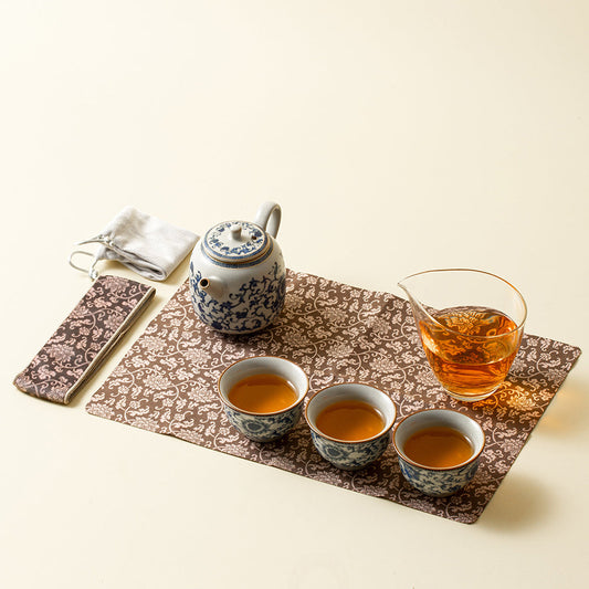 Blue And White Ruyao Porcelain Travel Tea Set