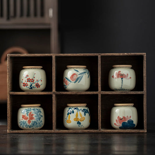 Hand-painted Ceramic Tea Caddy