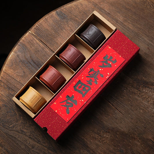 Plum Blossom Orchid Bamboo Chrysanthemum Purple Clay Tea Cup Set