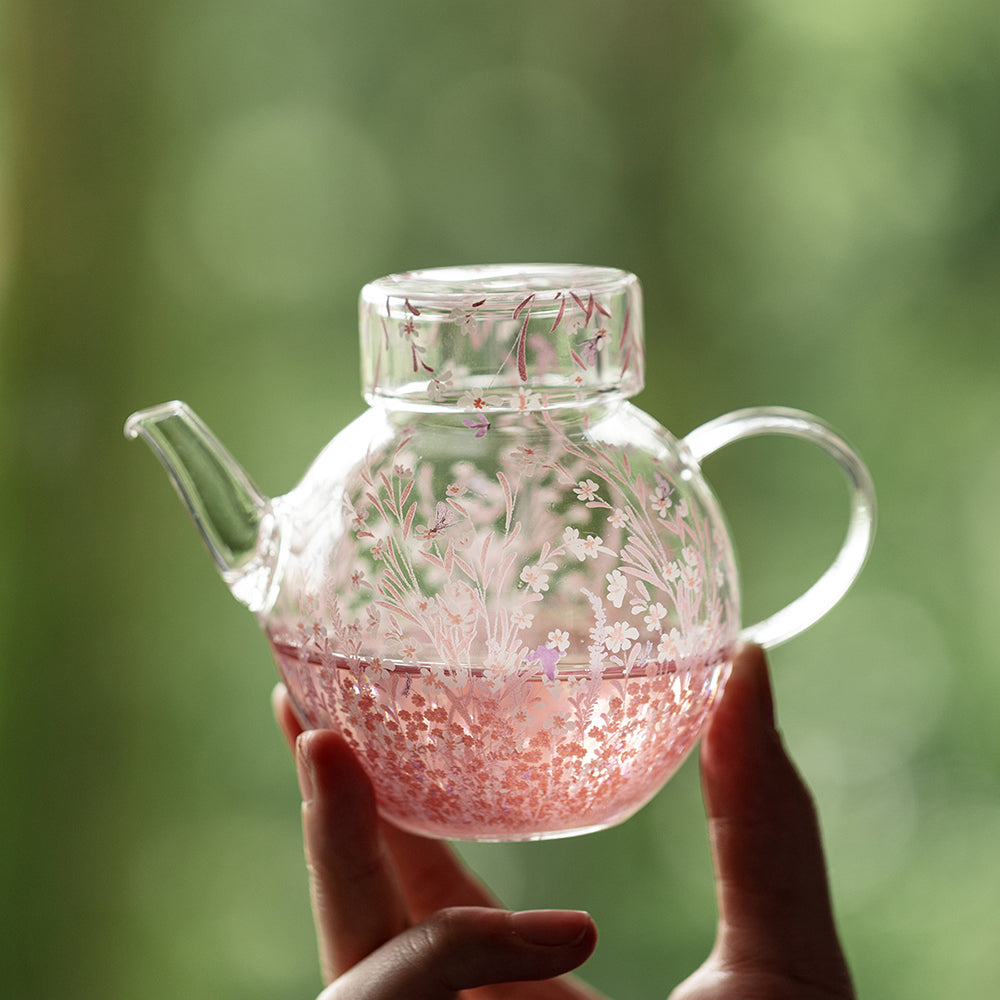 ピンクの花 ボロシリケイトガラス急須 – Jiangnan Sourcing
