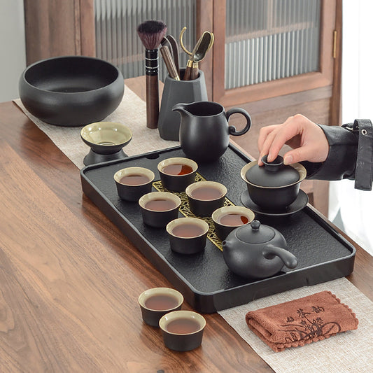 黒いセラミックサイドハンドルティーポットセット