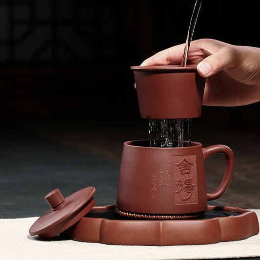 Purple Clay Willing Tea Cup With Infuser