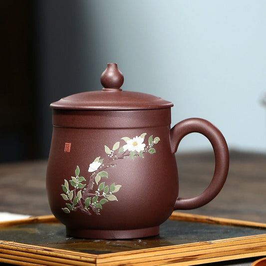 Yixing Purple Clay Wealthy Flower Tea Cup