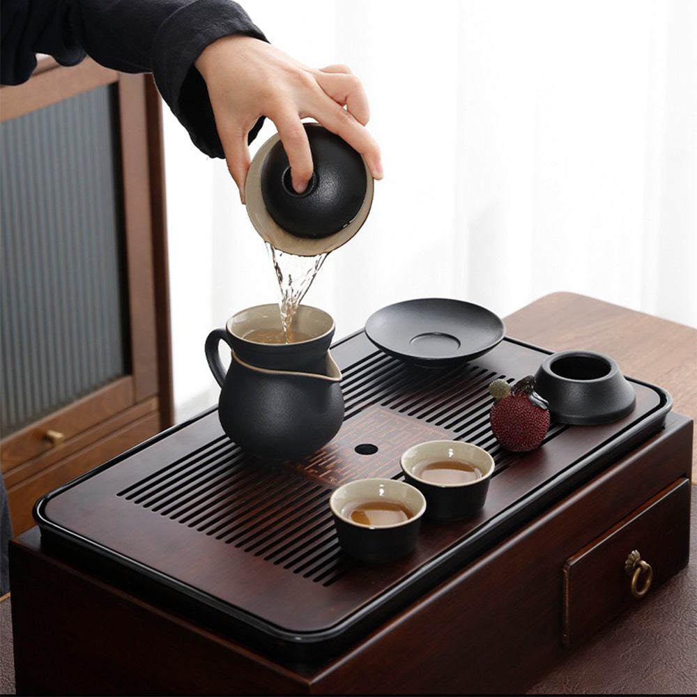 B613b 「茶箱セット」茶器セット 急須台 茶托 塗箱 仕覆布 茶箱 B613b