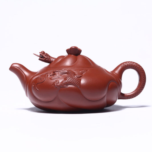 Fish-Dragon Teapot · Da Hong Pao Clay Handmade by Pan Jun · 350ml Yixing Zisha Teapot