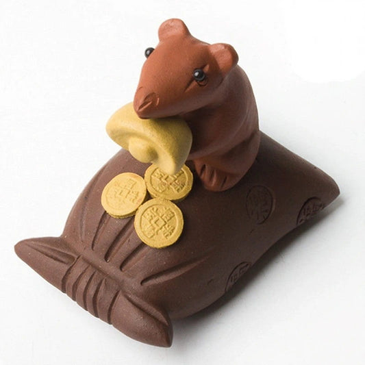 Purple Clay Mouse & Treasure Tea Pet