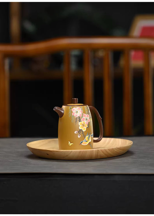 Gao Jing Lan – Yixing Zisha Handmade Wen-Ge Purple Clay with Mud-Painting (200ml)