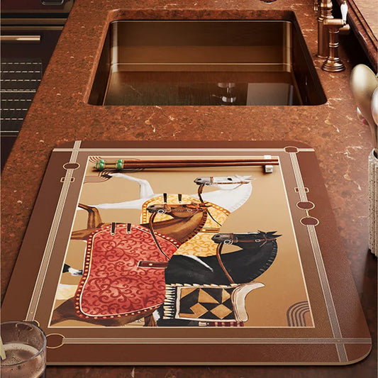 Chinoiserie Year of the Horse 2026 Placemat | Fire Horse Auspicious PVC Leather, Washable