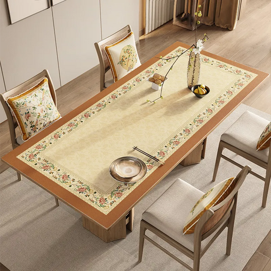 Chinoiserie Blossom Border Rectangular Table Mat | Waterproof PVC Leather Placemat