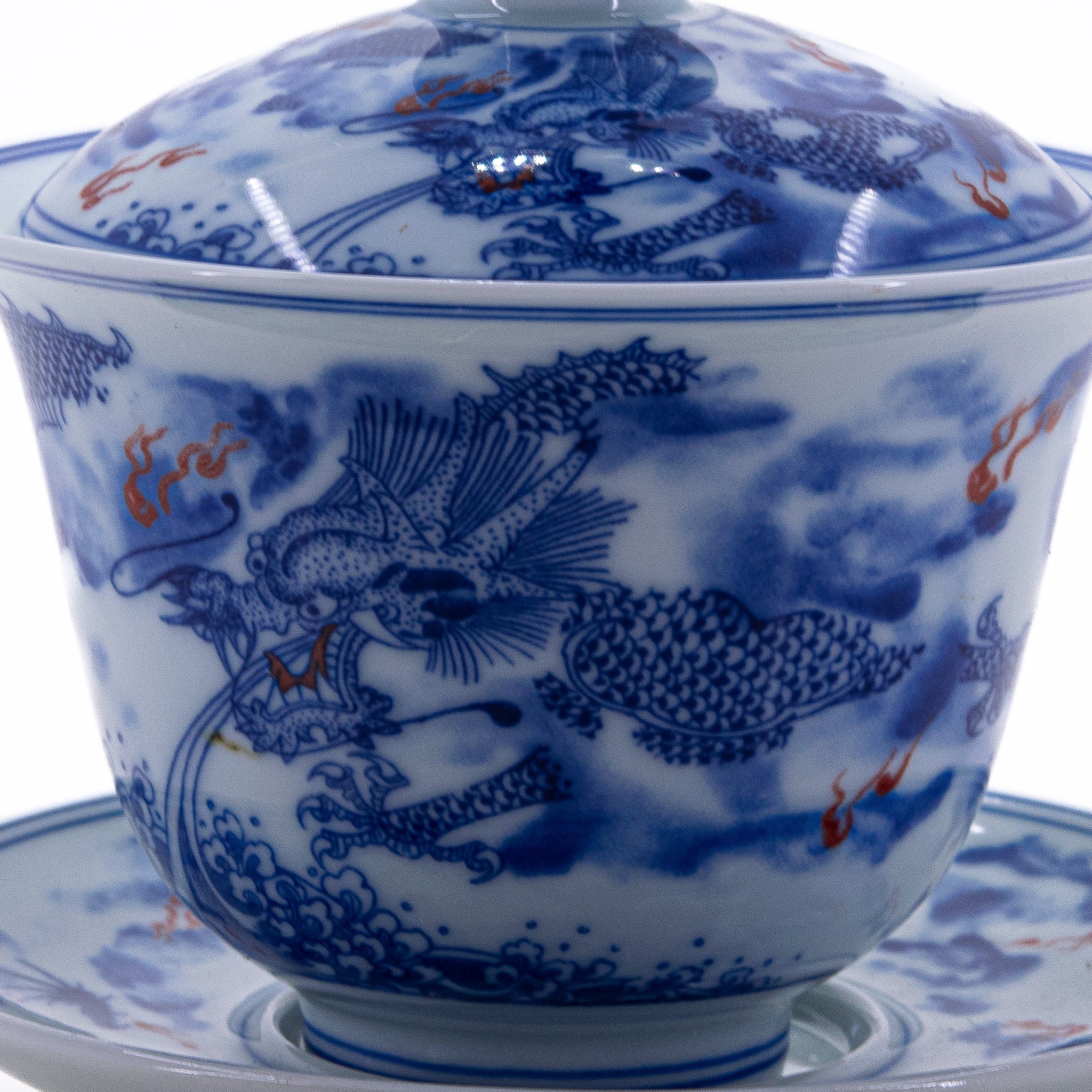 青花釉里红龙纹盖碗#4a – Jiangnan Sourcing