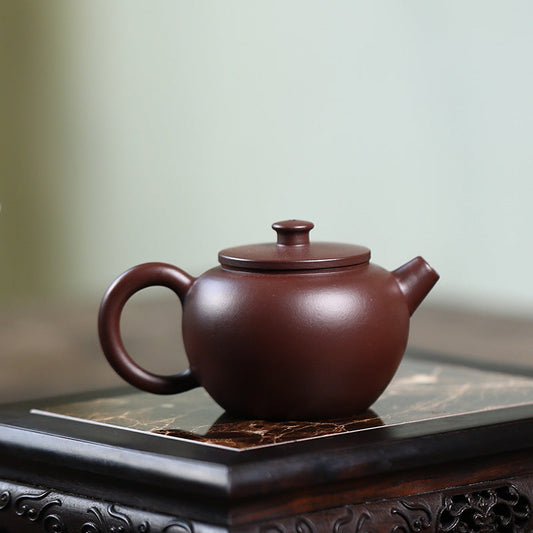 Small Wheel Teapot · 小輪壺 — Raw Purple Clay 120ml by Du Chengping