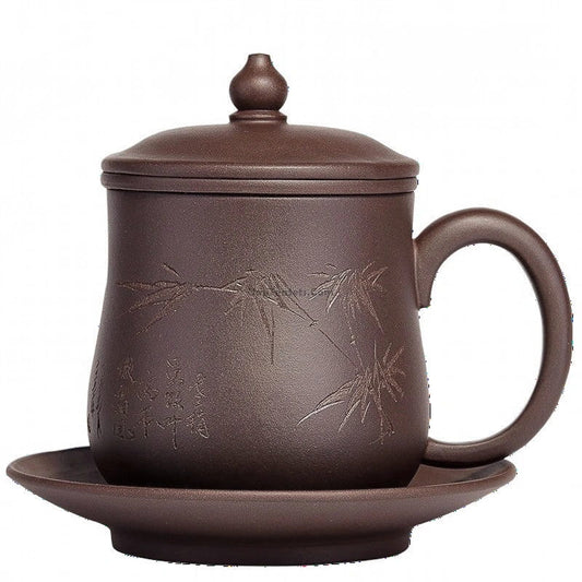 Authentic Handmade Yixing Tea Cup With Infuser And Saucer