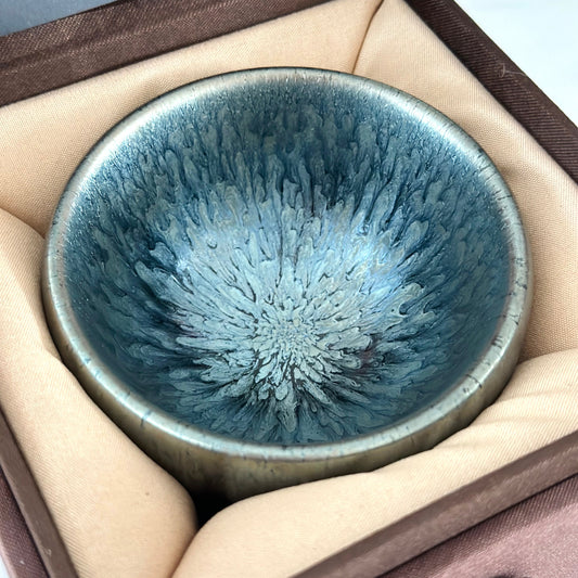 'Hundred Flowers' Chanding Tenmoku Tea Cup