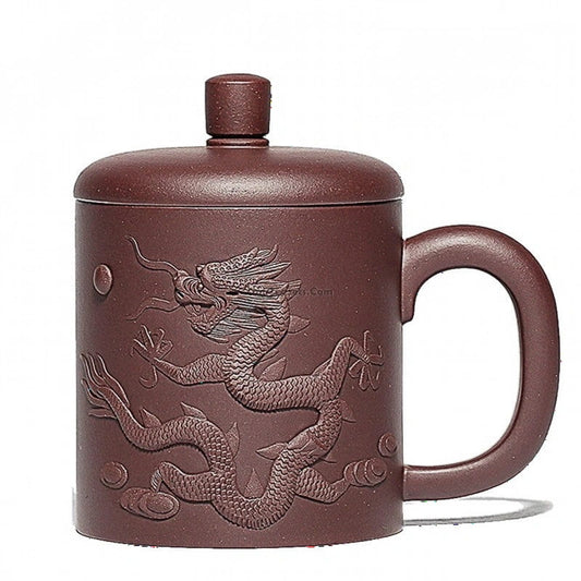 Yixing Purple Clay Carved Dragon Tea Cup