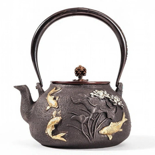 Fish Lotus Cast Iron Teapot With Induction Cooker
