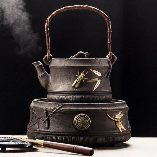Bamboo Cast Iron Teapot With Induction Cooker