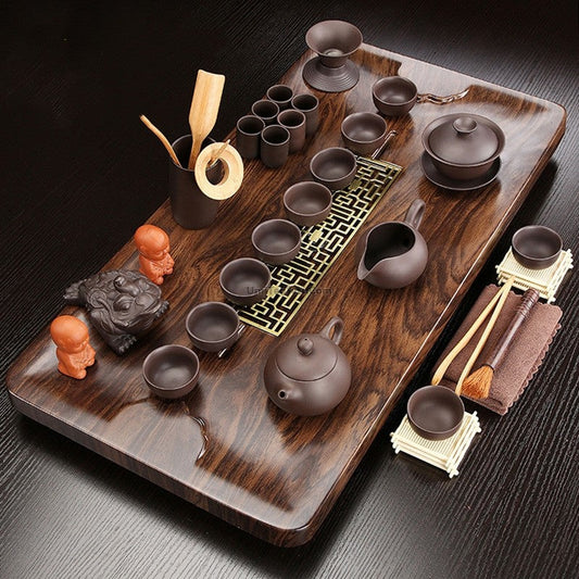 紫砂功夫茶セット 黒檀茶托付き